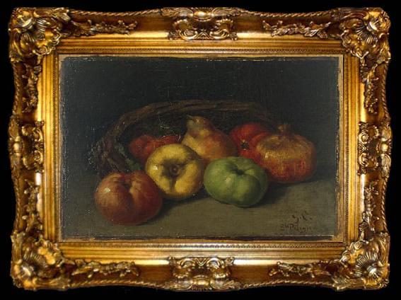 framed  Gustave Courbet Still Life with Apples, Pear, and Pomegranates, ta009-2
